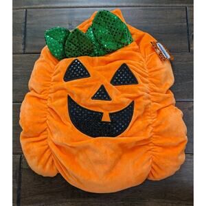 M Medium Pumpkin Jack O Lantern Plush Stuffed Dog Halloween Costume New Glitter